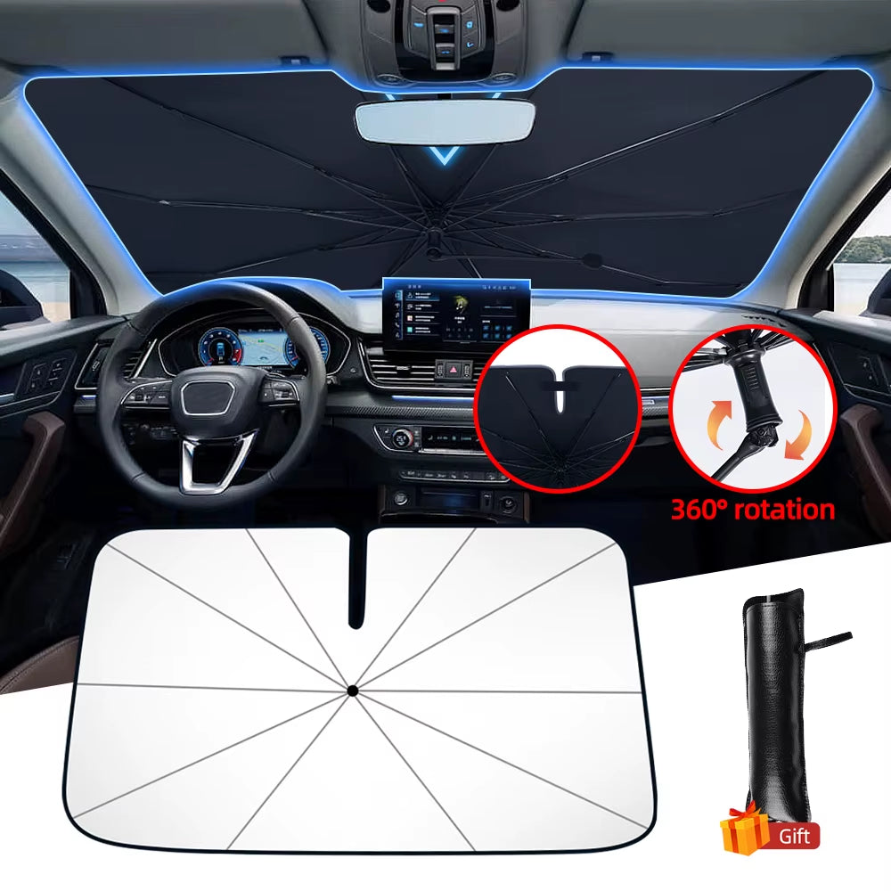 Newest Car Windshield Sunshade Umbrella with 360°Rotation Bendable Handle Front Window Sun Shade UV Protection Heat Insulation
