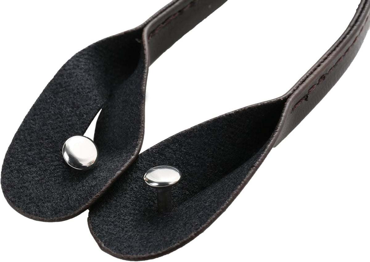 Mens Brown Button End Suspenders - Adjustable Elastic Y Shape Tuxedo Suspender