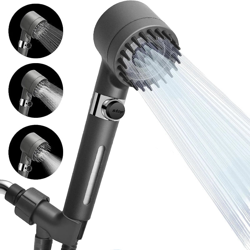 High-Pressure Shower Head 3-Mode Adjustable Spray with Massage Brush Filter Rain Shower Faucet Bathroom Accessories