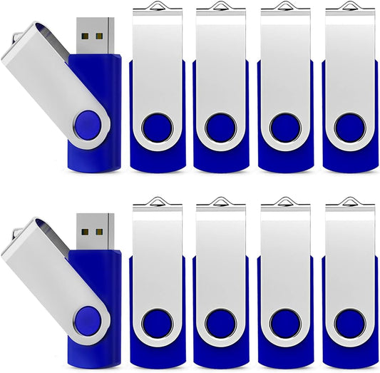 10 Pack 64GB USB 2.0 Flash Drive Thumb Drive, Blue