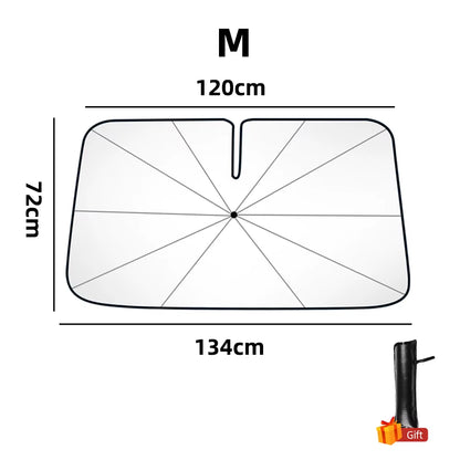 SunShield 360 – Rotatable Umbrella-Style Car Windshield Sunshade with UV & Heat Protection